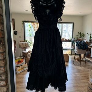Vintage Black Satin Laced Gown